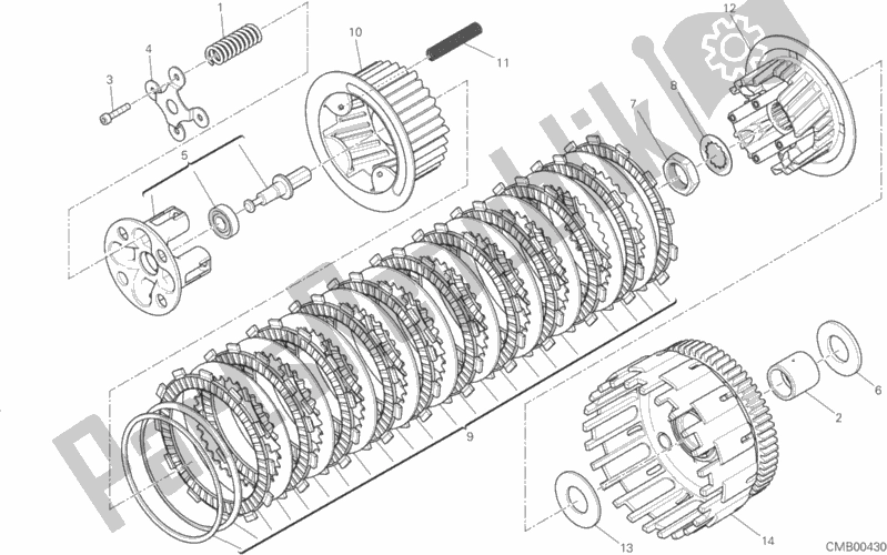 All parts for the Clutch of the Ducati Hypermotard Hyperstrada Brasil 821 2015
